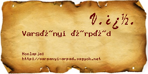Varsányi Árpád névjegykártya