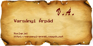 Varsányi Árpád névjegykártya